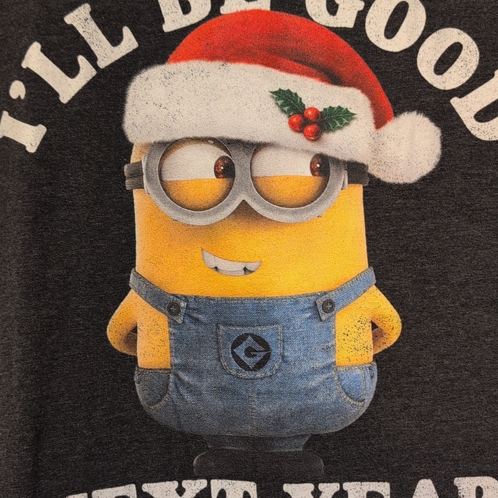 Santa Minions Gray Kids Christmas T-Shirt - Picture 3 of 5